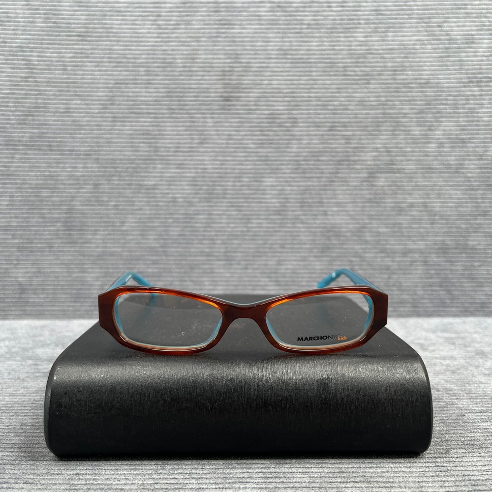 Marchon NYC Kids MIA 205 Y2k Eyeglasses Brown Teal Rectangular Frames 45-16-125